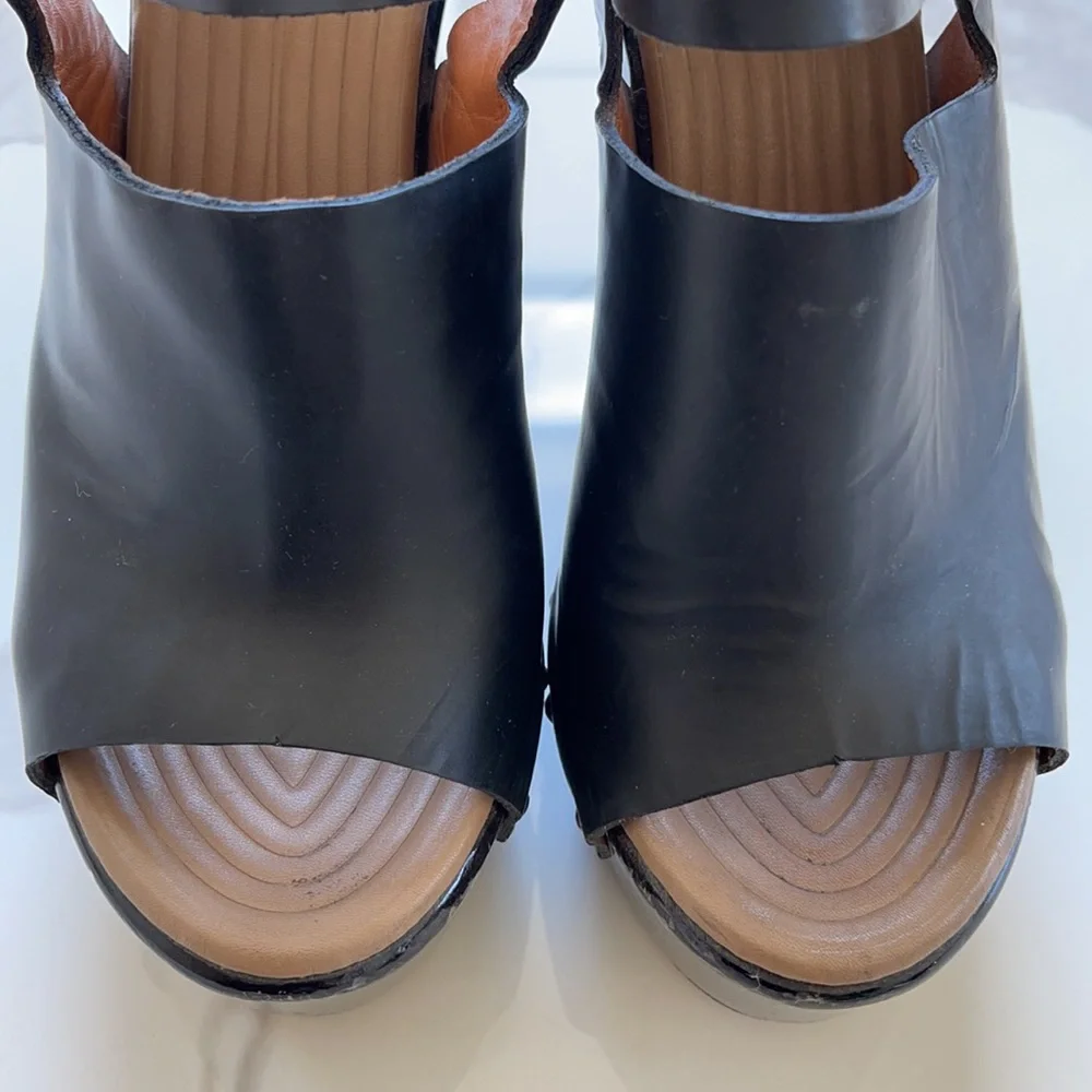 Givenchy Black Leather Platform Clog Sandals